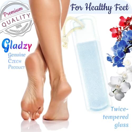 Genuine Czech Glass Foot File - Two-Sided Different Grit Surface, Gentle Callus Remover, Pedicure & Spa Rough Skin Scrubber, Professional Toenail and Heels Care, EU Quality, Large Size