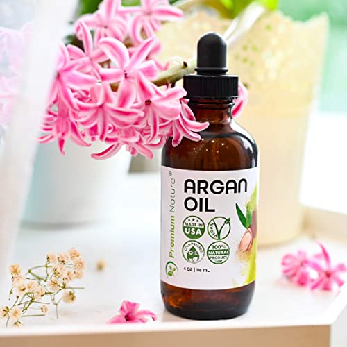 Premium Nature Argan Oil for Hair Virgin 100% Pure Cold Pressed Argon Oil Hair Serum For Hair Stimulate Growth for Dry and Damaged Hair Argan Oil for Skin Body Moisturizer Nails Protector 4 oz