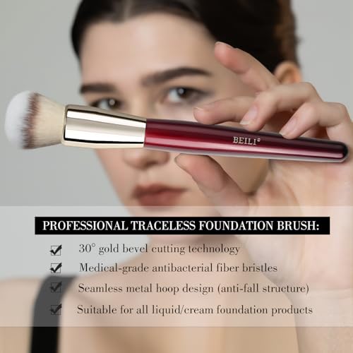 BEILI Makeup Brushes 15Pcs Professional Eyeshadow Brush Set Premium Synthetic Makeup Brushes for Liquid, Cream & Powder Eyeshadow(Red)