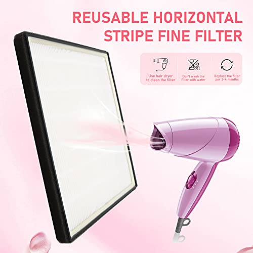 Nail Dust Collector with Brush and 2 Reusable Filters, 60W Vacuum Dust Fan for Acrylic Nails (pink)