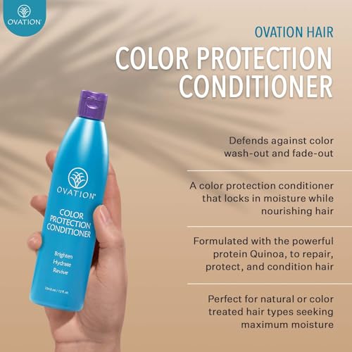 Ovation Hair Color Protection Conditioner - Hair Conditioner for Colored Hair - 12 oz - Brightens and Hydrates Color-Treated Hair - With Quinoa, Aloe Vera, Argan Oil - No Parabens and Sulfates