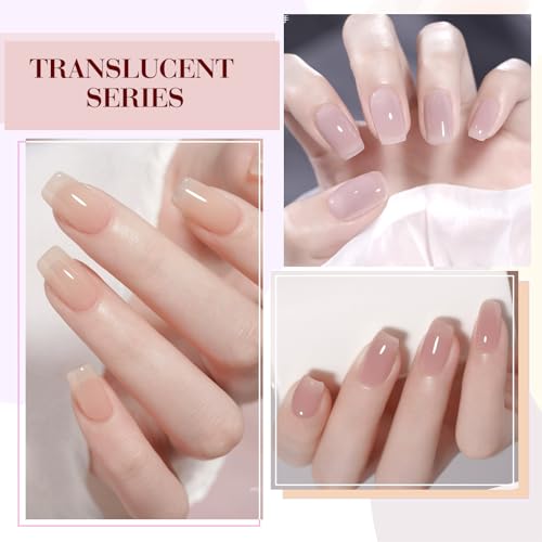 CANNI 6 Colors 9 Ml Sheer Jelly Pink Gel Nail Polish Set- Neutral Transparent Pink Colors Gel Polish Kit, Soak Off LED Nail Gel Manicure Kit DIY at Home Salon Gifts