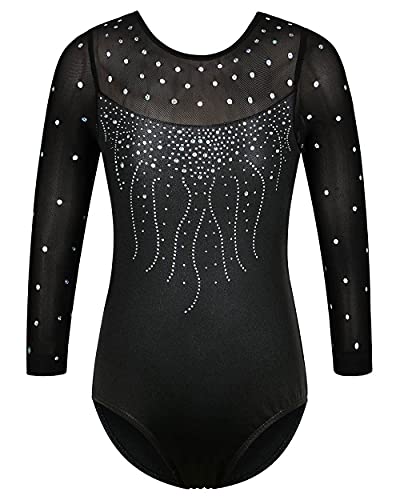 BAOHULU Gymnastics Leotards for Toddler Girls Shiny Dance Outfit Athletic Apparel B323_BlueRedBow_6A