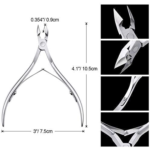8 Pieces Cuticle Trimmer Stainless Steel Cuticle Nippers Pointed Blade Dead Skin Cutter Clipper Remover Scissors Manicure Tools for Fingernails and Toenails(Silver)