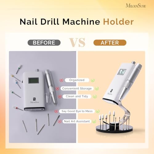 MelodySusie Nail Drill Machine Holder,10 Holes Acrylic Nail Drill Bits Holder, Professional Nail Efile Display Stand and Organizer Compatible with Most Nail Drill Machines (Not Including Efile & Bits)