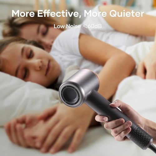 Professional Hair Dryer, 200 Million Negative Ionic Blow Dryer with 110000 RPM Brushless Motor, 1500W High-Speed HairDryer with Magnetic Nozzle & Diffuser for Salon, Home, Travel (Wisdom Gray)