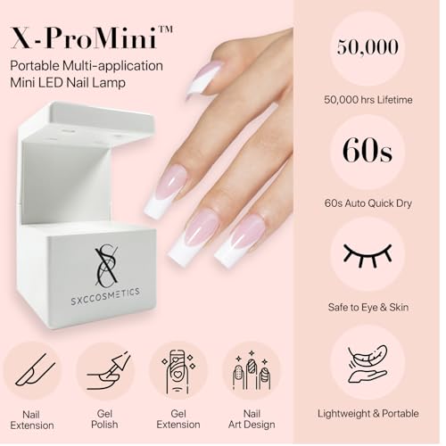 SXC Cosmetics French Tip Press On Nails Pink Series, Medium Square X-Pro Tips Starter Kit