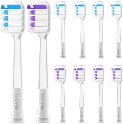 Toothbrush Heads Compatible with Laifen Electric Toothbrush, Replacement Brush Head Refill, Transparent-Clean, 10 Pack
