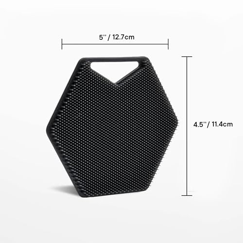 TOOLETRIES Body Scrubber - Exfoliates & Deep Cleans - Silicone Shower & Bathroom Accessory with Bespoke Bristles and Ergonomic Handles - Charcoal