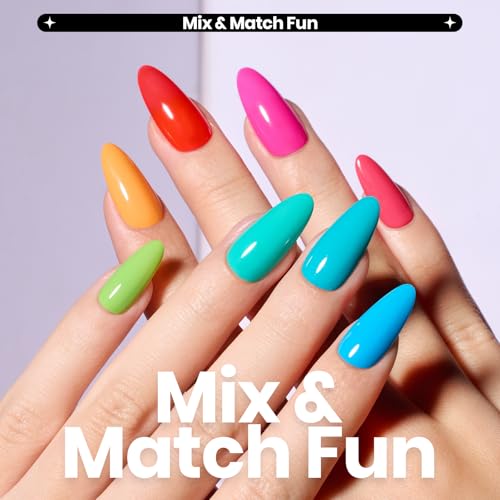 Beetles Neon Nail Polish Set - Quick Dry Nail Polish Kit 12 Colors Hot Pink Green Blue Yellow Red Regular Air Dry Fingernail Polish Pack for Women Gift Beetles Summer Cocktails 12 Colors