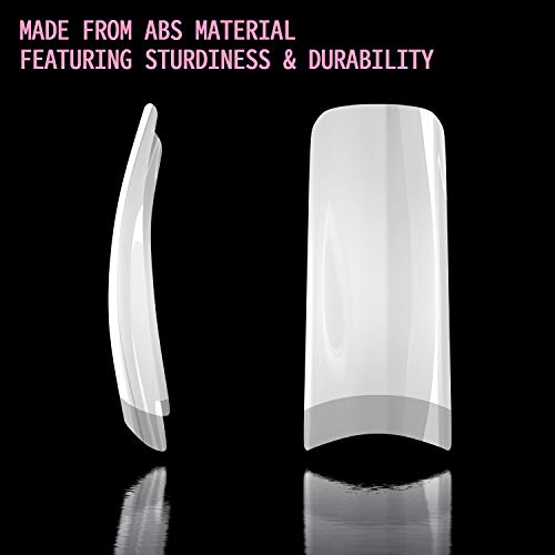 Acrylic Nail Tips 500pcs, French Fake Nails Natural False Nail Tips with Nail Clipper and Storage Case for Nail Art Salon and Home DIY (10 Sizes)