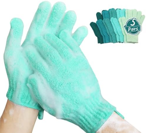 MIG4U Shower Exfoliating Scrub Gloves, Bathing Gloves Body Wash Dead Skin Removal Deep Cleansing Sponge Loofah for Women Men