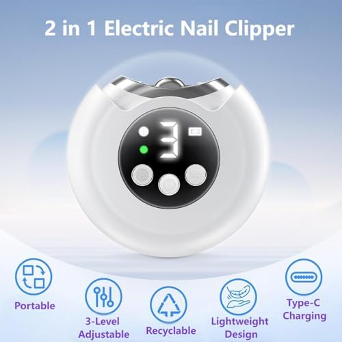 Electric Nail Clipper,VBXBKC 3 Speeds Electric Automatic Nail Clipper with LCD Digital Display,Safety Electric Trimmer for Baby Seniors and Adult
