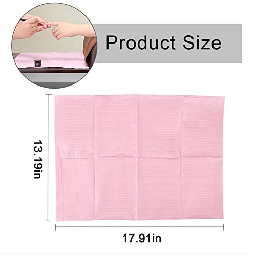 125PCS Disposable Nail Art Table Towels Mat 13" X 17" Waterproof 3 Ply Nail Art Mat Paper Sheet Clean Pads Tattooing Table Mat Nail Table Cover Tattoo Supplies (Pink)