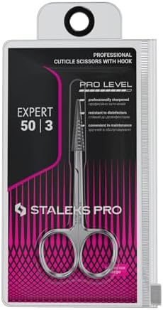 STALEKS Pro Expert 50 Type 3 Cuticle Scissors – Premium Quality Manicure Scissors – Stainless Steel Curved Scissors for Cuticles – Long Lasting Beauty Scissors for Cuticle Nail Care
