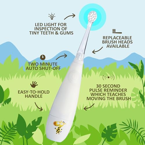 Jack N' Jill Tickle Tooth Toddler Toothbrush & Toothpaste Set - Baby Electric Toothbrush, Natural Toothpaste for Kids, Made for Tiny Teeth, Organic Fruit Flavor (Strawberry & Blueberry)