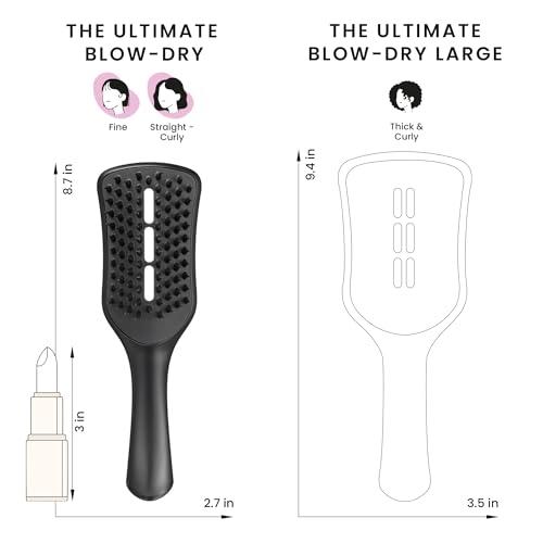 Tangle Teezer Ultimate Blow Dry Brush, Vented Hair Brush for a Quick & Easy Blowout, Adds Volume & Lift, for Fine to Medium Hair Types, Jet Black