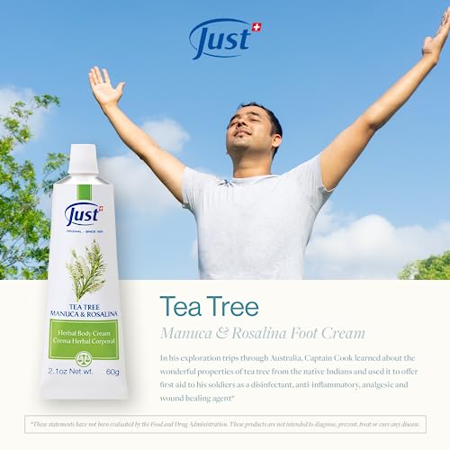 Swiss Just Tea Tree Oil, Manuka Honey Wound Care, and Rosalina Herbal Cream 60g. The solution to Athlete's Foot, Ease Insect Bites, Promotes Skin Regeneration. Tea Tree Foot Cream for Dry Cracked Feet