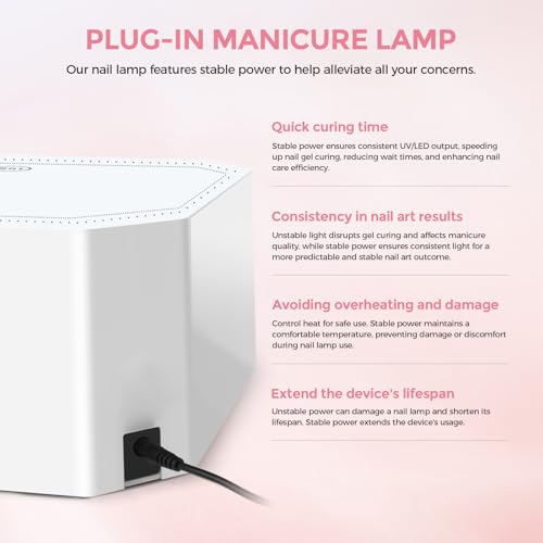 Lavinda 54W Corded UV LED Nail Lamp for Gel Nails - Plug-in Professional Nail Dryer with Fast Curing, 4 Timers, Touch Screen, Compatible with All Gel Polishes (White)
