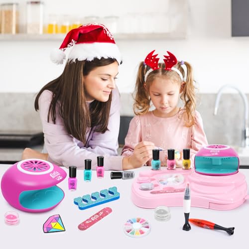Kids Nail Polish Set for Girls - Girls Toys 8-10 - Nail Art Kit for Kids Ages 7-12, Non toxic Nail Polish Kids Nail Kit Girl Stuff for Spa Manicures, Idea Birthday Gift for Girls 8 9 10 12