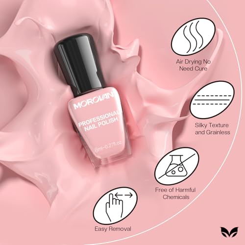 Morovan Fingernail Nail Polish Set: Hot Pink Nail Polish Kit Air Quick Dry Regular Finger Nail Polish Pack for Women Gift Holiday