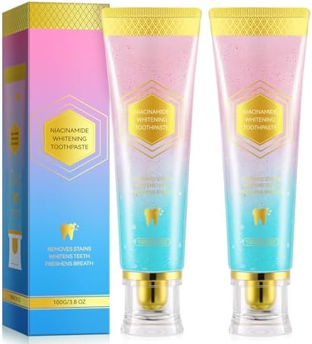 2 Pack Niacinamide Whitening Toothpaste, Nicotinamide White Toothpaste, Gentle Care Deep Stain Removal, Improves Gum Health, Protects Tooth Enamel, Fresh Breath