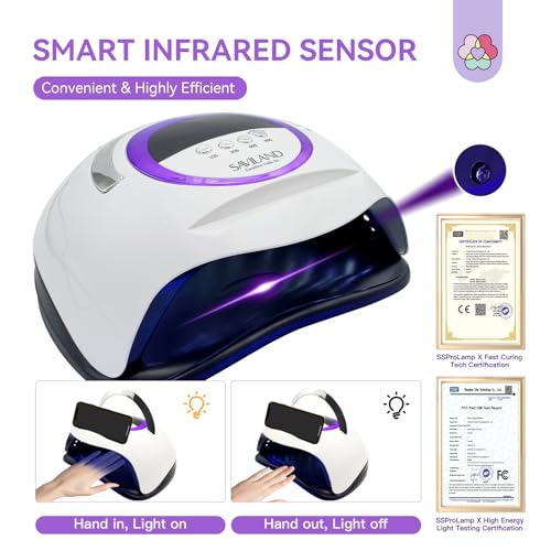 SAVILAND 300W U V LED Nail Lamp: Motion Sensor Nail Dryer Super Fast Curing U V Light for Gel Nails with 72 Beads 4 Timers Dual Light Sources Nail Lamp for Nail Salon Manicure Gift for Women
