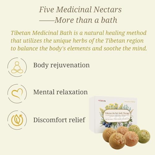 CheezhengHimalaya Tibetan Herbal Bath Therapy. Bath Bomb Gift Set, Tibetan Herbal Formula, Five Medicinal Nectars, Relaxing, Revitalizing, Essential Oils, Nourishing The Skin, Pack of 6