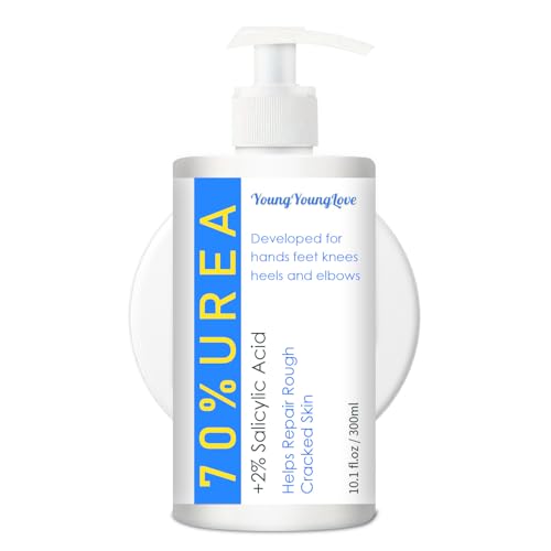 10.1 Oz - Urea Cream 70% plus Salicylic Acid 2% for Dry Cracked Feet, Heels, Knees, Elbows and Hands, Moisturizes, Softens and Removes Calluses Dead Skin