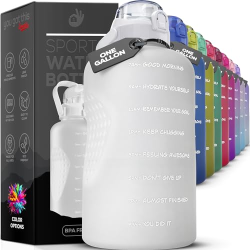 YOU GOT THIS LIVING Motivational Water Bottle with Straw & Handle,One Gallon Water Bottle 128 oz/3.8L,Reusable Water Jug, Achieve All-Day Hydration SpillProof, BPA FREE
