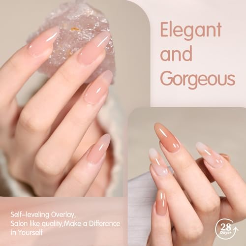 Jelly Nude Gel Nail Polish Set 6 Colors Neutral Sheer Light Pink Purple Gel Polish Kit Translucent Soak off Uv Nail Gel Diy Manicure 2024 New Nail Trend Nail Polish Gift