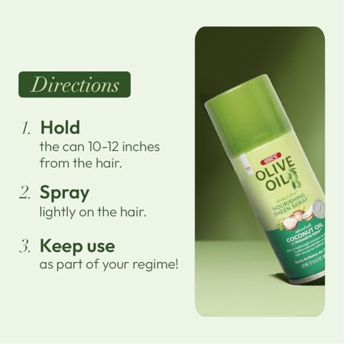 ORS Olive Oil Nourishing Sheen Spray Infused with Coconut for Restorative Shine Alcohol Free 2 Ounce (Pack of 2)
