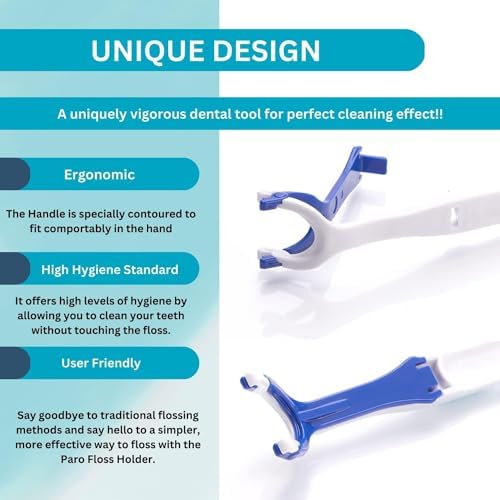 Paro Dental Floss Holder, The Perfect Grip Reusable Flosser Handle for Oral Cleaning, Refillable and Easy to Clean, Works Best with Riser Floss