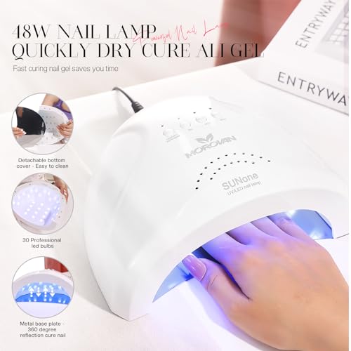 Morovan Poly Gel Nail Kit: Starter Kit 8 Pcs Poly Nail Gel Kit with U V Lamp 48W Complete Poly Gel Kit for Beginners with Everything Professional