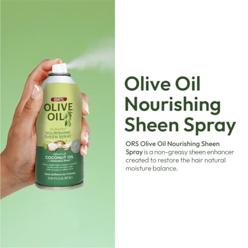 ORS Olive Oil Nourishing Sheen Spray Infused with Coconut for Restorative Shine Alcohol Free 2 Ounce (Pack of 2)