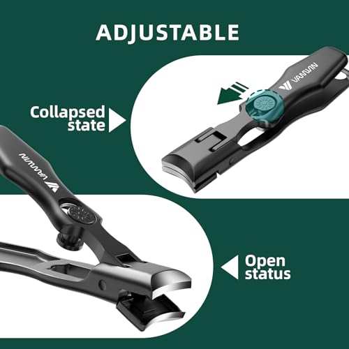 German Nail Clippers for Men Thick Nails, VANWIN Toenail Clippers for Seniors Large Wide Jaw Opening, Heavy Duty No Splash Fingernail Clipper with Safety Lock Nail Clippers with Catcher for Women