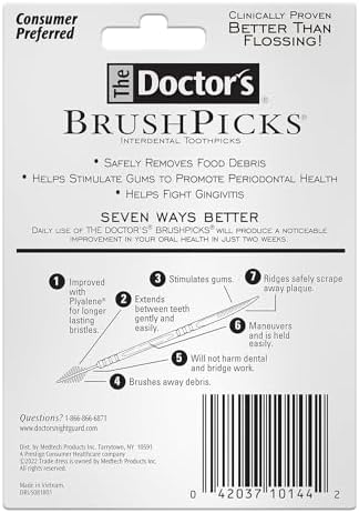 The Doctor's BrushPicks Interdental Toothpicks, 275 Count (Pack of 3)