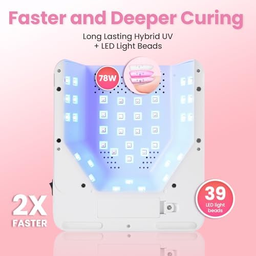 UV Foot Lamp, 78W Hanging Pedicure Lamp, Cordless UV Lihgt for Feet, LED Nail Light on an Arm, Wireless Gel Nail Polish Curing Floor Light for Nails (Whole Floor Lamp)