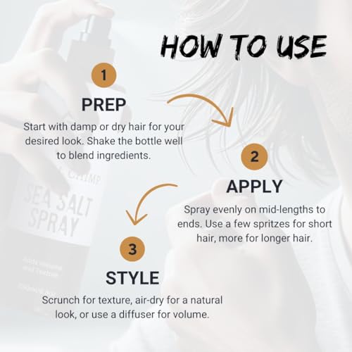 Sea Salt Spray for Men 250ml – Sea Salt Hair Spray for Volumizing, Thickening & Texturizing Hair of All Types – Strong Extra Hold, Natural, Non-Toxic & Alcohol Free Hairspray