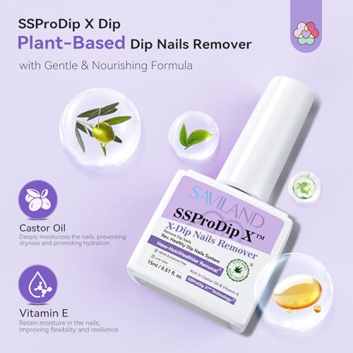 SAVILAND SSPro X Dip Powder Remover Kit: 2 Pcs Gentle & Easy Dip Nail Removal with Cuticle Oil Nail File Nail Scraper for Dipping Powder Gel Nail Polish No Need Soaking or Wrapping Home Use