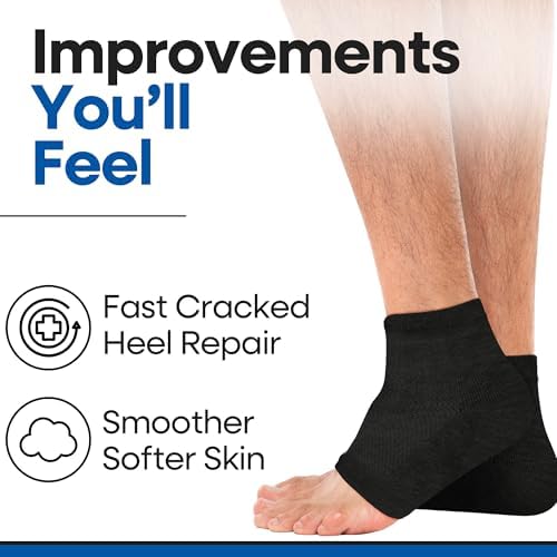 Moisturizing Socks for Men | Cracked Heel Treatment with Aloe Vera | Moisturizer Foot Callus Remover | Aloe Socks for Cracked Heels & Dry Cracked Feet | Lotion Infused Gel Heel Socks (XL - 3 Pairs)