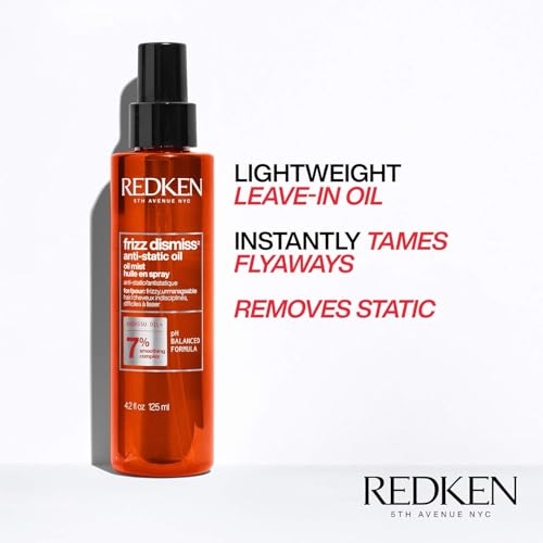 Redken Sulfate Free Frizz Dismiss Anti-Static Oil Mist For All Hair Types - Tames Flyaways & Unwanted Static With Babassu Oil