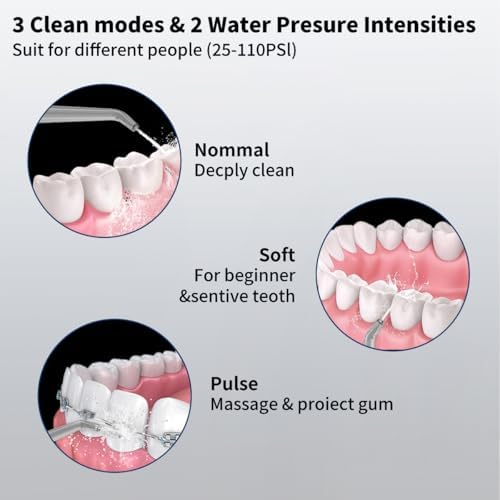 Portable Mini Water Flosser, Oral Irrigator Water Teeth Cleaner Pick with Telescopic Water Tank,3 Modes & IPX7 Waterproof, Home & Travel