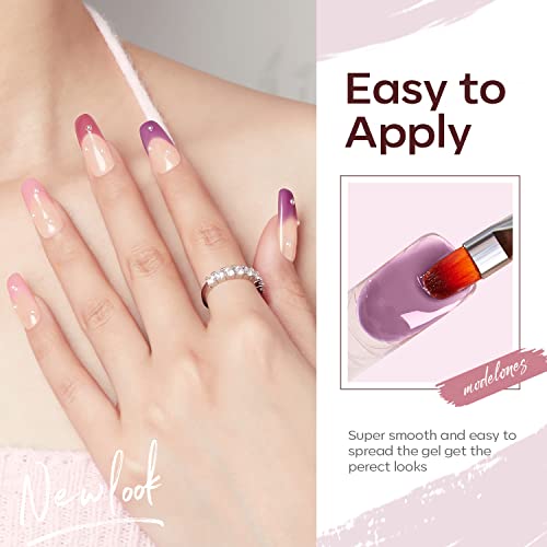 Modelones Poly Nail Gel Set, 6 Colors Peach Pink Burgundy Red Halloween Poly Extension Gel Nail Enhancement Builder Red Collection French Manicure DIY Home Salon Beauty Gift
