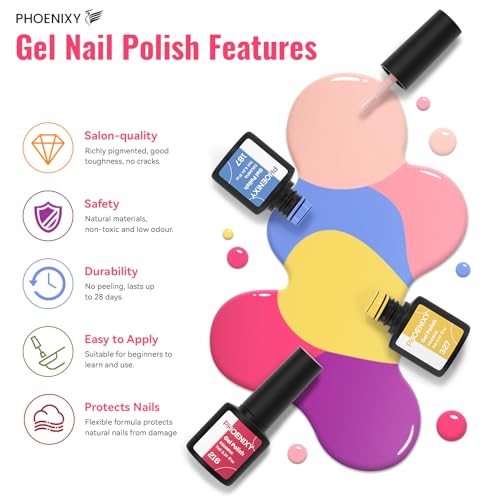 phoenixy 53 Pcs Gel Nail Polish Kit with U V light and Drill, 35 Colours Gel Polish with 5 Pcs Base Top Coat Manicure Starter Nail Polish Set Gifts for Women ST9014