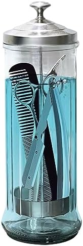 35 Oz Barber Disinfectant Jar Desinfectante Jar Sterlizer Jar Barber Jar Glass Manicure Containers Sanitizer Salon Comb Nail Tool Sterilizers - Removable Basket Side Spa Implements