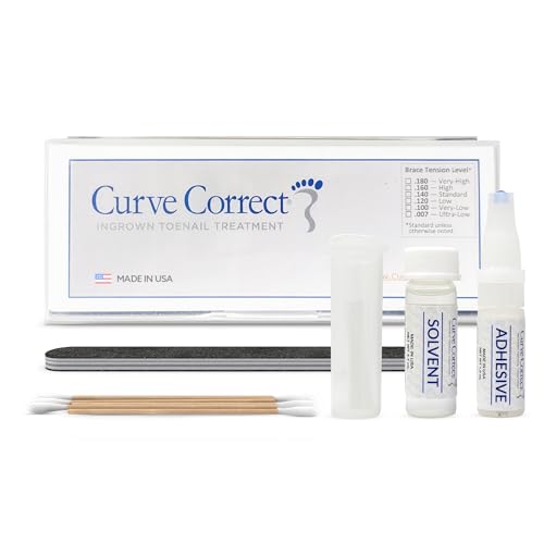 CurveCorrect® Ingrown Toenail Treatment Kit - Ingrown Toenail Corrector Kit with 10 Braces - at Home Ingrown Toenail Correction - Big Toe Ingrown Nail Treatment