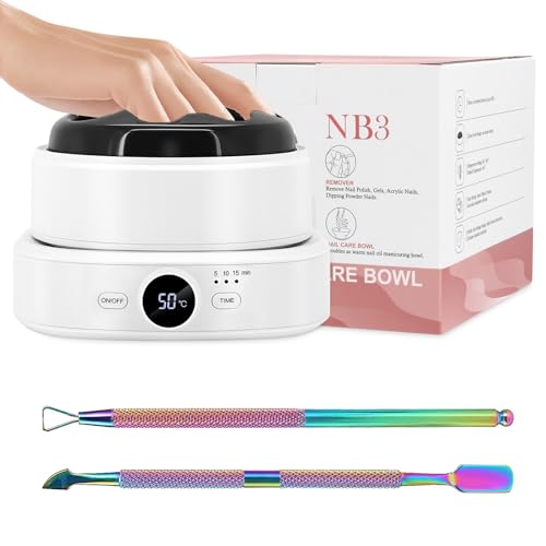 Nail Soaking Bowl Adjustable Temperature, Electric Soak off Bowl Manicure Bowls Nail Polish Remover Machine for Acrylic Nails Dip Gel Removal, with Color Cuticle Pusher
