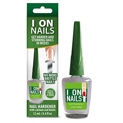 I On Nails Hardener with Calcium Biotin, Longer, Stronger, No More Brittle Nails Base Coat, Clear