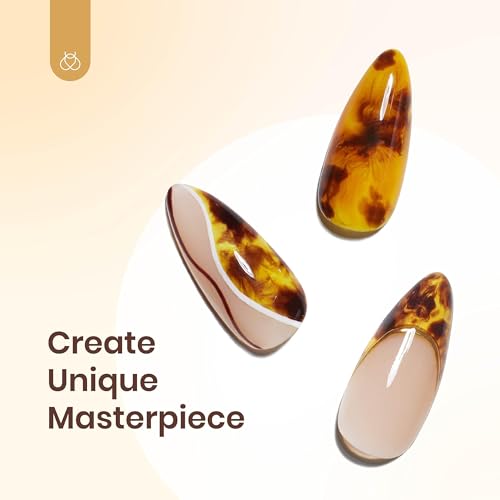 Beetles Gel Nail Polish with Blooming Gel - 5 Colors Gel Polish White Wine Brown Color Nail Polish Set Amber Attraction 1pcs Clear Blooming Polish Soak Off Uv Nail Art Gfit Set for Women